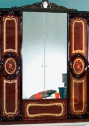 Шкаф 4-х дверный с зеркалами (01.144) Роза (могано) в Нижнем Тагиле - nizhniy-tagil.ok-mebel.com | фото