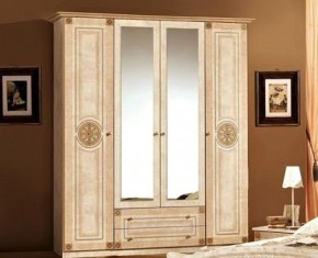 Шкаф 4-х дверный с зеркалами (02.144) Рома (беж) в Нижнем Тагиле - nizhniy-tagil.ok-mebel.com | фото