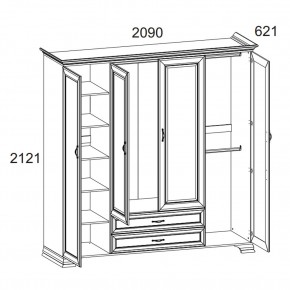 Шкаф 4D2S Z, TIFFANY, цвет вудлайн кремовый в Нижнем Тагиле - nizhniy-tagil.ok-mebel.com | фото