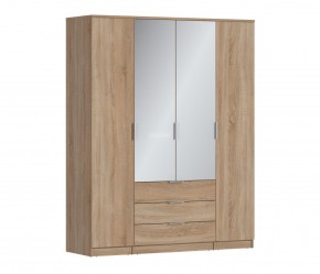 Шкаф 4х дверный с зеркалами Николь СБ-2595/1 (Дуб Сонома) в Нижнем Тагиле - nizhniy-tagil.ok-mebel.com | фото