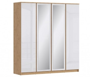 Шкаф 4х дверный с зеркалами Веста СБ-3082 (Дуб Бунратти/Белый глянец) в Нижнем Тагиле - nizhniy-tagil.ok-mebel.com | фото