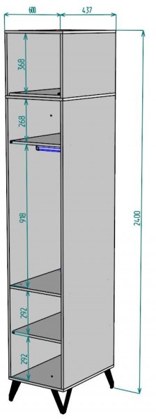 Шкаф Дельта H110 + Антресоль H174 в Нижнем Тагиле - nizhniy-tagil.ok-mebel.com | фото 2