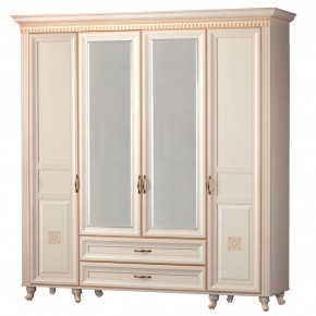 Шкаф для одежды 4-дверный с зеркалом №493 Марлен кремовый белый в Нижнем Тагиле - nizhniy-tagil.ok-mebel.com | фото