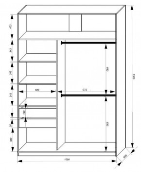 Шкаф-купе 1600 серии SOFT D8+D2+B2+PL4 (2 ящика+F обр.штанга) профиль «Графит» в Нижнем Тагиле - nizhniy-tagil.ok-mebel.com | фото 2