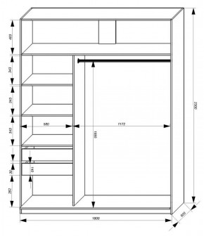 Шкаф-купе 1800 серии SOFT D1+D3+B2+PL1 (2 ящика+1штанга) профиль «Графит» в Нижнем Тагиле - nizhniy-tagil.ok-mebel.com | фото 3