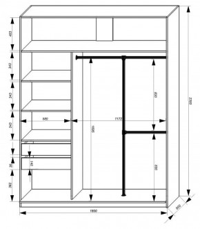 Шкаф-купе 1800 серии SOFT D8+D2+B2+PL4 (2 ящика+F обр.штанга) профиль «Графит» в Нижнем Тагиле - nizhniy-tagil.ok-mebel.com | фото 3