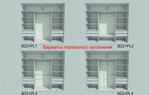 Шкаф-купе 1950 серии SILVER S3+S1+S3Z B22+PL2 (по 2 ящика лев/прав+1штанга+1 полка) профиль «Серебро» в Нижнем Тагиле - nizhniy-tagil.ok-mebel.com | фото 6