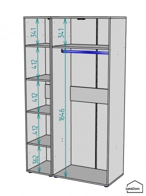 Шкаф Linnea MHR-3-1 2050х1200х510 (ДВ-М 11.1.25) в Нижнем Тагиле - nizhniy-tagil.ok-mebel.com | фото 3