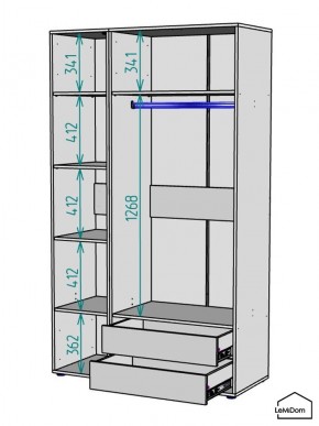 Шкаф Linnea MHR-3PO-2 2050х1200х510 (Белый-М 11.1.2) в Нижнем Тагиле - nizhniy-tagil.ok-mebel.com | фото 3