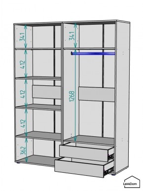 Шкаф Linnea MHR-4PO-2 2050х1600х510 (Белый-М 11.1.2) в Нижнем Тагиле - nizhniy-tagil.ok-mebel.com | фото 3