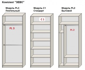 Шкаф распашной серия «ЗЕВС» (PL3/С1/PL2) в Нижнем Тагиле - nizhniy-tagil.ok-mebel.com | фото 2