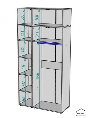 Шкаф с антресолью Linnea MHR-3A-1 2450х1200х510 (Графит-М 11.1.25) в Нижнем Тагиле - nizhniy-tagil.ok-mebel.com | фото 3