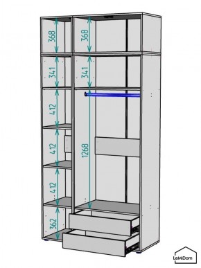 Шкаф с антресолью Linnea MHR-3A-2 2450х1200х510 (Белый-М 11.1.2) в Нижнем Тагиле - nizhniy-tagil.ok-mebel.com | фото 3