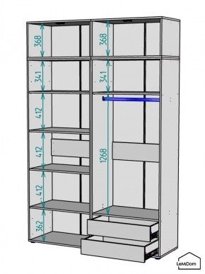 Шкаф с антресолью Linnea MHR-4A-2 2450х1600х510 (ДВ-М 11.1.25) в Нижнем Тагиле - nizhniy-tagil.ok-mebel.com | фото 3