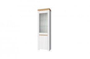 Шкаф с витриной  1V1D, TAURUS, цвет белый/дуб вотан в Нижнем Тагиле - nizhniy-tagil.ok-mebel.com | фото