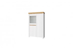Шкаф с витриной 1V2D, TAURUS, цвет белый/дуб вотан в Нижнем Тагиле - nizhniy-tagil.ok-mebel.com | фото
