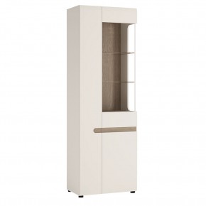 Шкаф с витриной 3D/TYP 01P, LINATE ,цвет белый/сонома трюфель в Нижнем Тагиле - nizhniy-tagil.ok-mebel.com | фото