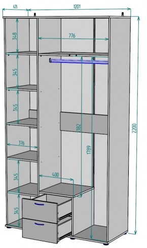 Шкаф с зеркалом Ольга H54_M в Нижнем Тагиле - nizhniy-tagil.ok-mebel.com | фото 2