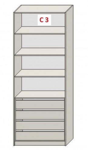 Шкаф СТАНДАРТ С3 4 ящика серия "ГЕСТИЯ" (Бело-серый/Дуб Небраска натуральный ) 800*520*2300 в Нижнем Тагиле - nizhniy-tagil.ok-mebel.com | фото 2