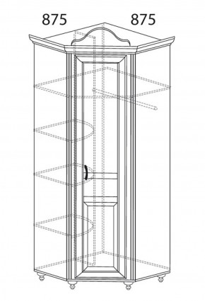 Шкаф угловой №562 "Алиса" (угол 875*875) в Нижнем Тагиле - nizhniy-tagil.ok-mebel.com | фото 2