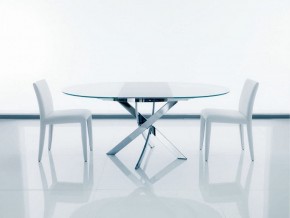 Стол BARONE (01.92) G093 хром/С150 э-бел. гл. стекло, L021алюм.вставка в Нижнем Тагиле - nizhniy-tagil.ok-mebel.com | фото 1