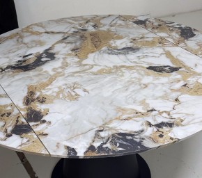 Стол TERAMO 135 GLOSS GRAND JADE SOLID CERAMIC, керамика, поворотн.механизм / Черный каркас, ®DISAUR в Нижнем Тагиле - nizhniy-tagil.ok-mebel.com | фото 4