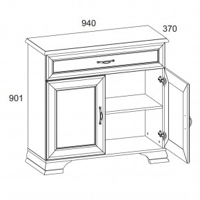 Тумба 2D1S, TIFFANY, цвет вудлайн кремовый в Нижнем Тагиле - nizhniy-tagil.ok-mebel.com | фото 3