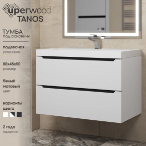 Тумба под раковину Uperwood Tanos 80 см, подвесная, белая/графит в Нижнем Тагиле - nizhniy-tagil.ok-mebel.com | фото 3