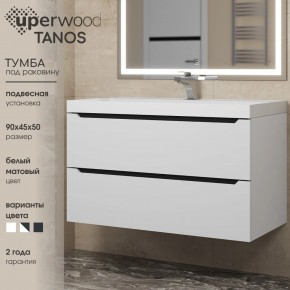 Тумба под раковину Uperwood Tanos 90 см, подвесная, белая/графит в Нижнем Тагиле - nizhniy-tagil.ok-mebel.com | фото 3